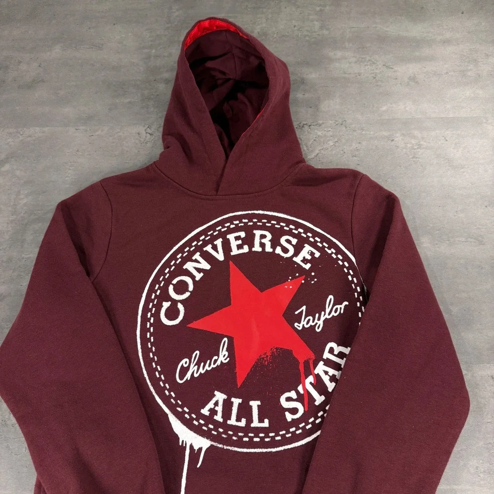Converse Hoodie Kids XL Burgundy Maroon‎ Chuck Taylor All Star Graphic Pullover